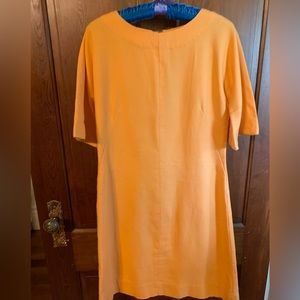 Vintage Handmade Orange A-Line Dress with Quarter Length Sleeves.